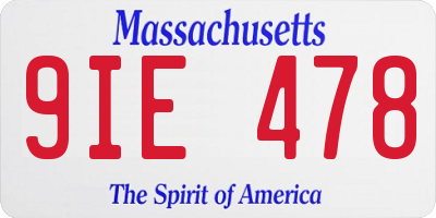 MA license plate 9IE478