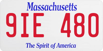 MA license plate 9IE480