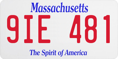 MA license plate 9IE481