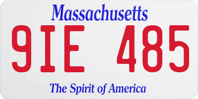 MA license plate 9IE485