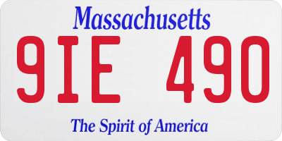 MA license plate 9IE490