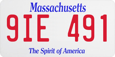 MA license plate 9IE491