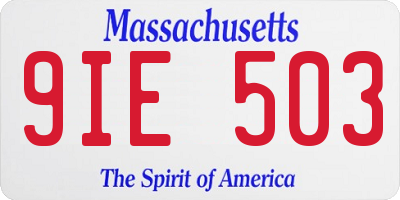 MA license plate 9IE503