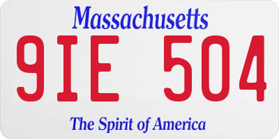 MA license plate 9IE504