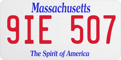 MA license plate 9IE507