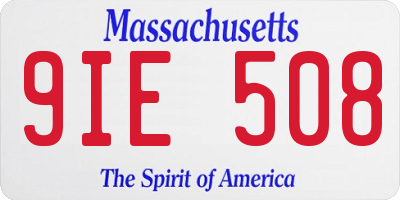 MA license plate 9IE508