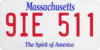 MA license plate 9IE511