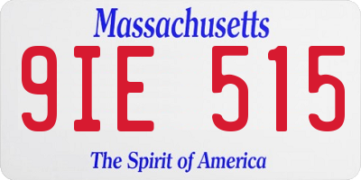 MA license plate 9IE515