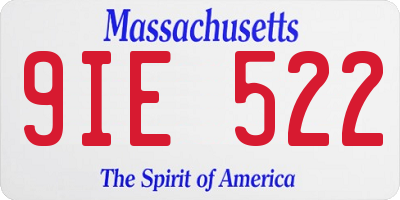 MA license plate 9IE522