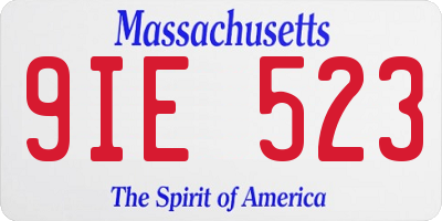 MA license plate 9IE523