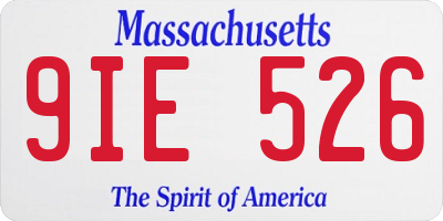 MA license plate 9IE526