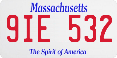 MA license plate 9IE532
