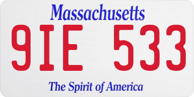 MA license plate 9IE533