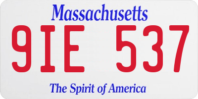 MA license plate 9IE537
