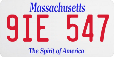 MA license plate 9IE547