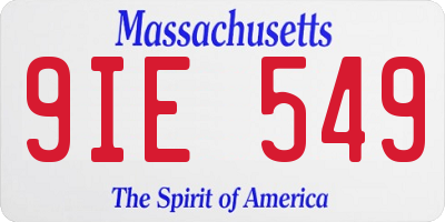 MA license plate 9IE549