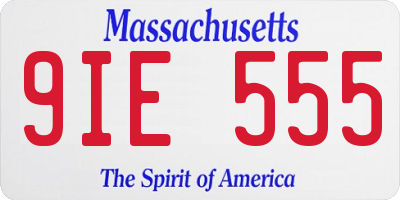 MA license plate 9IE555