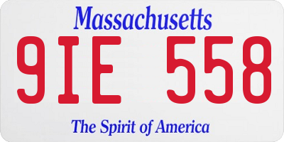 MA license plate 9IE558