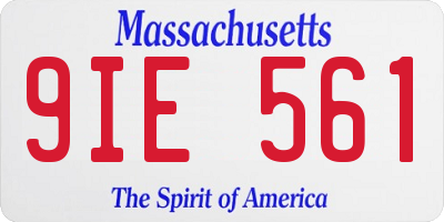 MA license plate 9IE561