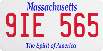 MA license plate 9IE565