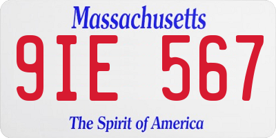 MA license plate 9IE567