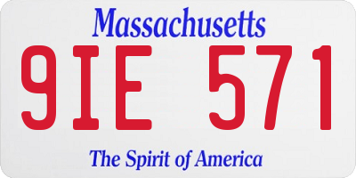 MA license plate 9IE571