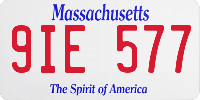 MA license plate 9IE577