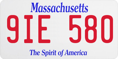 MA license plate 9IE580