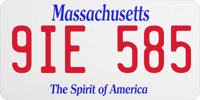 MA license plate 9IE585