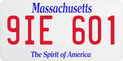 MA license plate 9IE601