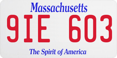 MA license plate 9IE603