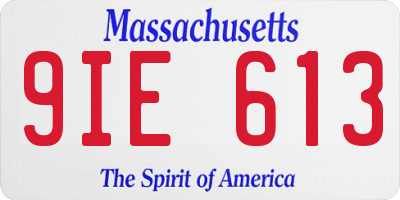 MA license plate 9IE613