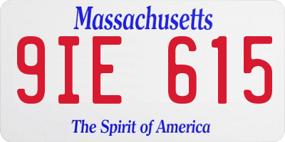 MA license plate 9IE615