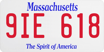 MA license plate 9IE618