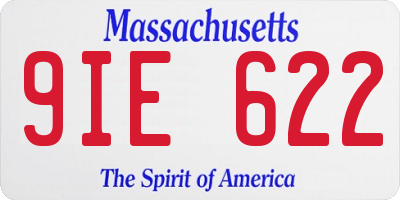 MA license plate 9IE622