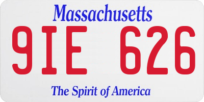MA license plate 9IE626
