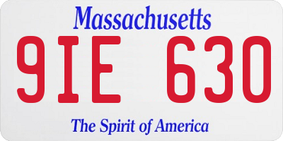 MA license plate 9IE630