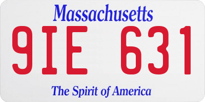 MA license plate 9IE631