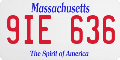 MA license plate 9IE636