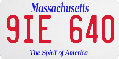 MA license plate 9IE640