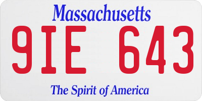 MA license plate 9IE643