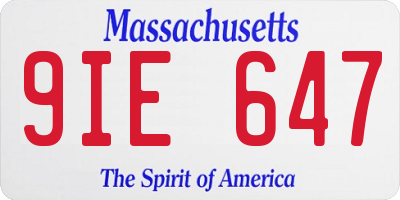 MA license plate 9IE647