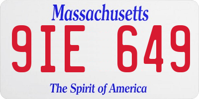 MA license plate 9IE649