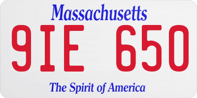 MA license plate 9IE650
