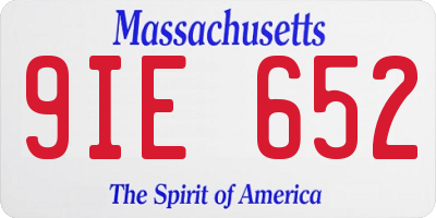 MA license plate 9IE652