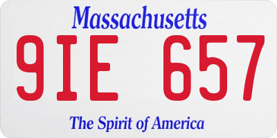 MA license plate 9IE657
