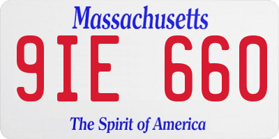 MA license plate 9IE660