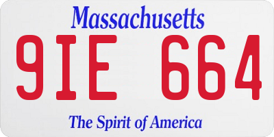 MA license plate 9IE664