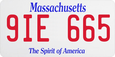 MA license plate 9IE665