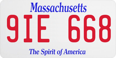 MA license plate 9IE668